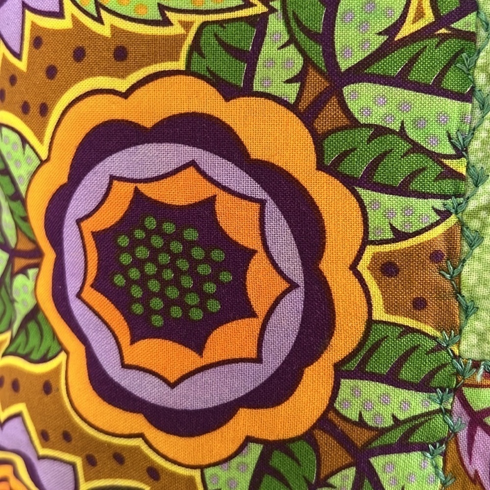 Sunflower Patchwork Orange & Lilac Quilted Harves… - image 8